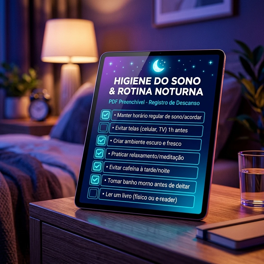 Mockup do formulário digital Higiene do Sono em PDF preenchível