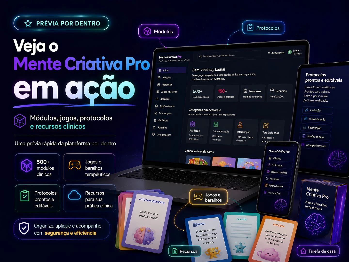 Prévia em alta definição da plataforma Mente Criativa Pro